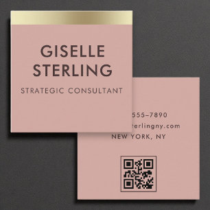 Minimal QR-kod för Desert Ro Rosa Gold Foil Luxury Fyrkantigt Visitkort