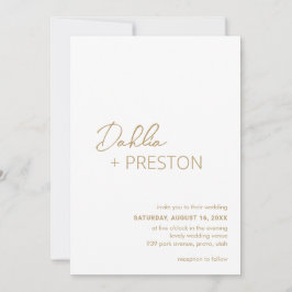 Minimal QR-kod för Guld Modern Bröllop Inbjudningar