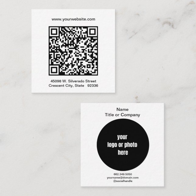 Minimal QR-kod för professionell Fyrkantigt Visitkort (Fram/baksida)