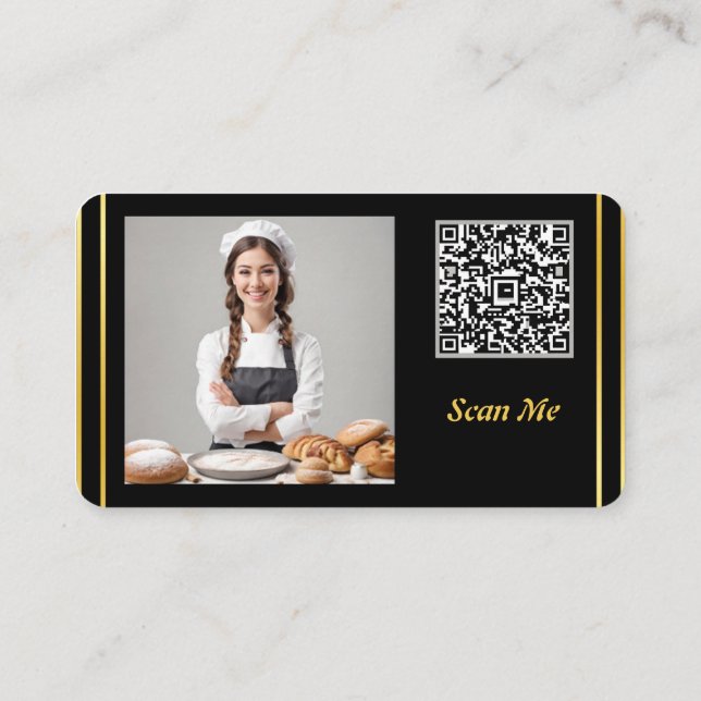 Minimal QR-kod för professionell och fotobakeri Visitkort (Baksida)