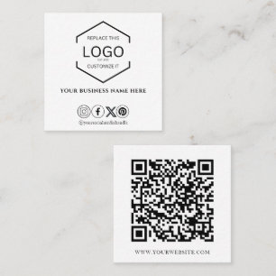 Minimal QR-kod för Social-media, svart och vitt Fyrkantigt Visitkort