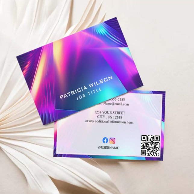 Minimal QR-kod och Social-media för lyxholografi Visitkort (Luxury Holographic Business Card)