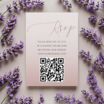 Minimal QR-kod Rosa Guld RSVP Bröllop