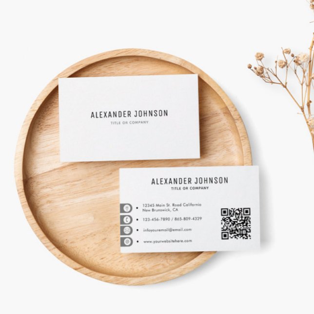 Minimal QR-kod, svart och vitt Visitkort (Skapare uppladdad)