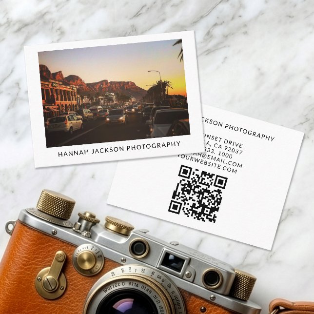 Minimal QR-kod Vintage Fotograf Visitkort (Skapare uppladdad)