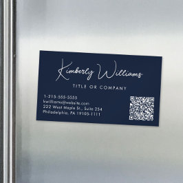 Minimal QR-kodblått Professionell för skript Magnetiska Visitkort