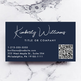 Minimal QR-kodblått Professionell för skript Visitkort