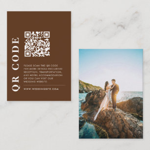 Minimal QR-Mörk Brunt Bröllop-detaljfoto Tilläggskort