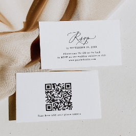 Minimal QR-OSA kort för svartvitt Bröllop