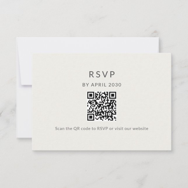 Minimal QR RSVP Wedding Card OSA Kort (Framsida)