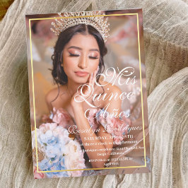 Minimal Quinceañera Elegant Fotoinbjudan Inbjudningar
