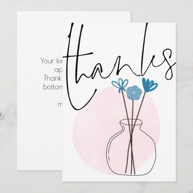 Minimal Quirky Flowers Vas-skript tack Kort (Fram/baksida)