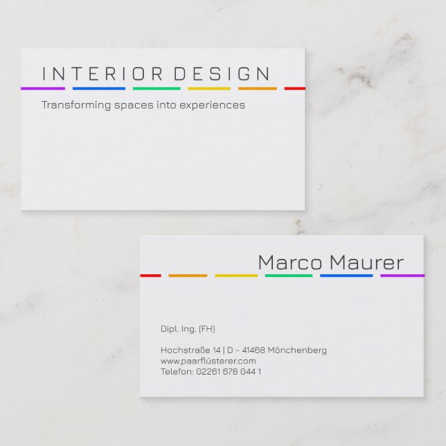 Minimal Rainbow Business Card with Pride Colors Visitkort (Fram/baksida)