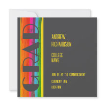 Minimal Rainbow Class of Year Graduation Flat Card