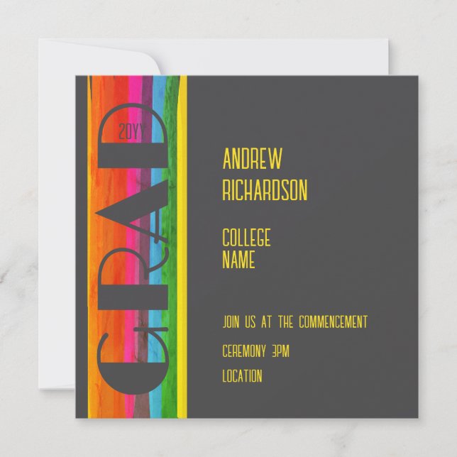 Minimal Rainbow Class of Year Graduation Flat Card Meddelande (Framsida)