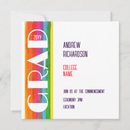 Minimal Rainbow Class of Year Graduation Flat Card Meddelande