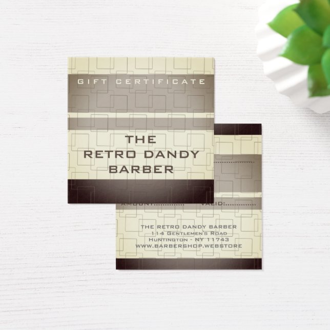 Minimal Rand Brown Retro Chic Manly Barbershop Fyrkantigt Visitkort (Skivbord)