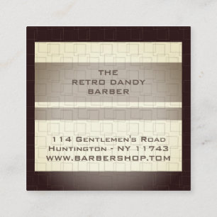 Minimal Rand Brown Retro Chic Manly Barbershop Fyrkantigt Visitkort