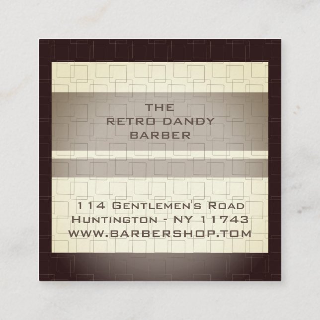 Minimal Rand Brown Retro Chic Manly Barbershop Fyrkantigt Visitkort (Baksida)