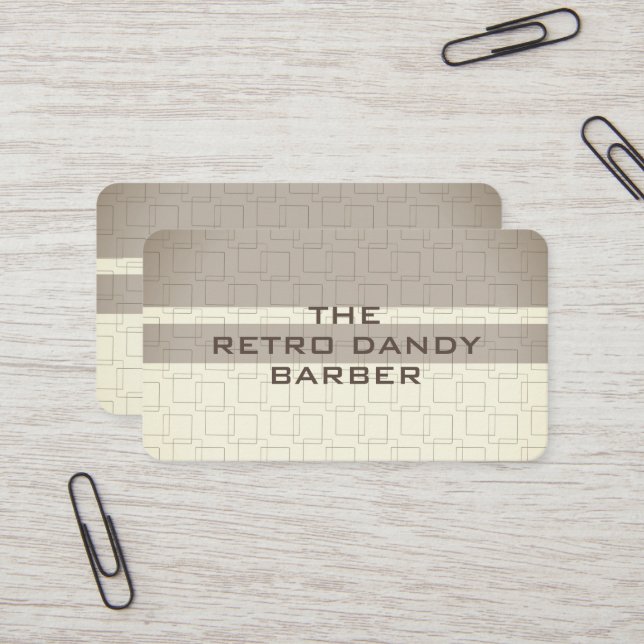 Minimal Rand Brown Retro Chic Manly Barbershop Visitkort (Fram/Back In Situ)