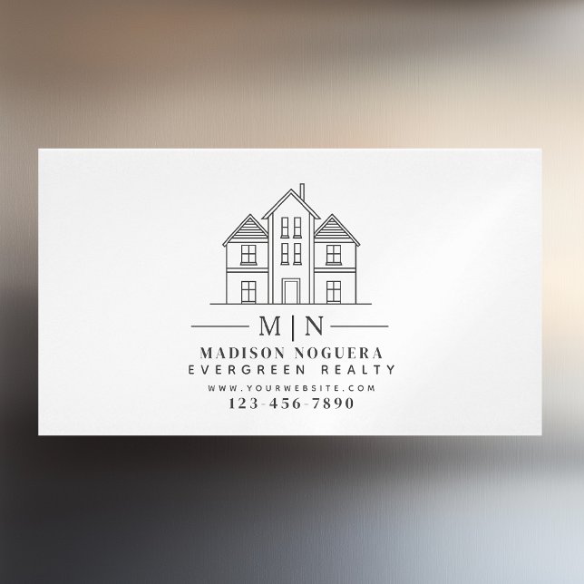 Minimal Real Gods Agent Monogram House Photo Magnetiska Visitkort (Skapare uppladdad)