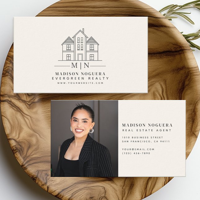 Minimal Real Gods Agent Monogram House Photo Visitkort (Skapare uppladdad)