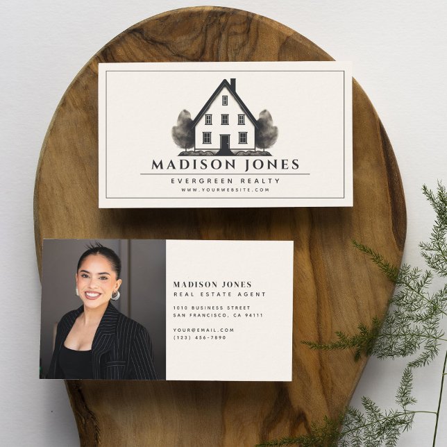 Minimal Real Gods Agent Rustic House Photo Visitkort (Skapare uppladdad)
