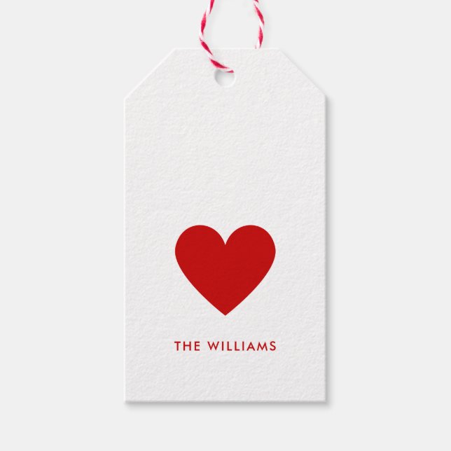 Minimal Red Heart Kärlek enkel Modern Personlig Presentetikett (Framsidan)