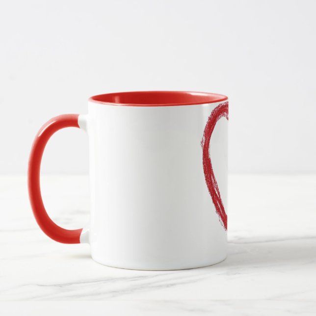 Minimal Red Heart Mug | Simple Love Coffee Cup Mugg (Vänster)