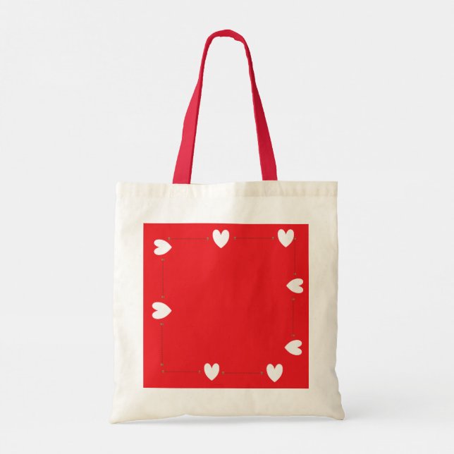Minimal Red Heart Tote Bag – Cute Love Design Tygkasse (Baksida)