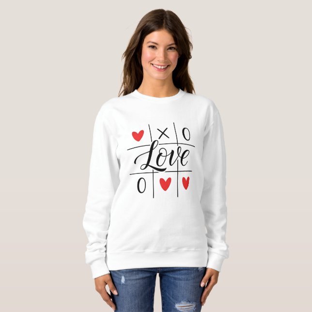 Minimal Red Hearts Cozy Sweatshirt T Shirt (Hel framsida)