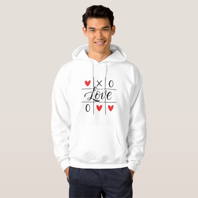 Minimal Red Hearts Hoodie (Hel framsida)