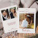 Minimal Red Married Little Christmas 3 Pic Thanks Julkort<br><div class="desc">This minimal red married little Christmas 3 photo thanks holiday card is the perfect simple holiday greeting for newlyweds. The design features classic red and white typography paired with a rustic yet elegant script font with hand lettered style. Personalize the card with three of your wedding photos, names, wedding date....</div>