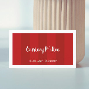 Minimal Red Rand White Beauty Hair Makeup Visitkort