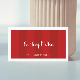 Minimal Red Rand White Beauty Hair Makeup Visitkort