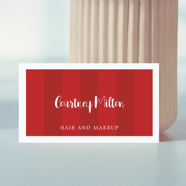 Minimal Red Rand White Beauty Hair Makeup Visitkort (Skapare uppladdad)