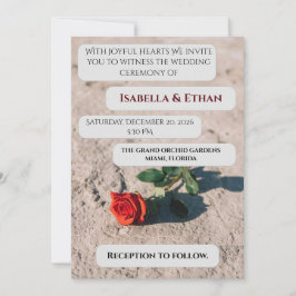 Minimal Red Rose Wedding Invitation Inbjudningar