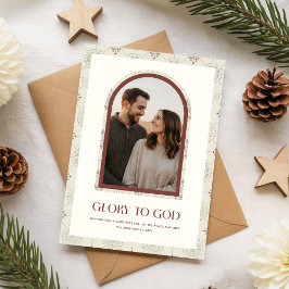 Minimal Religious Family Arch Photo Christmas Julkort