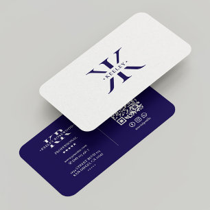 Minimal renare Professionell, monogram K Mörk blåt Visitkort