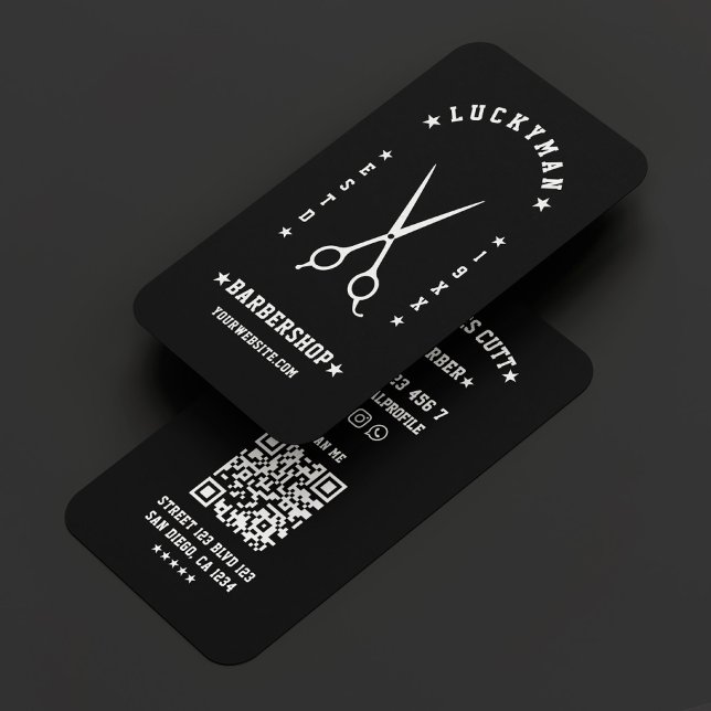 Minimal reseserv Barber Scissors Barbershop Black Visitkort (Minimal Travel Barber Scissors Barbershop Black Business Card
)