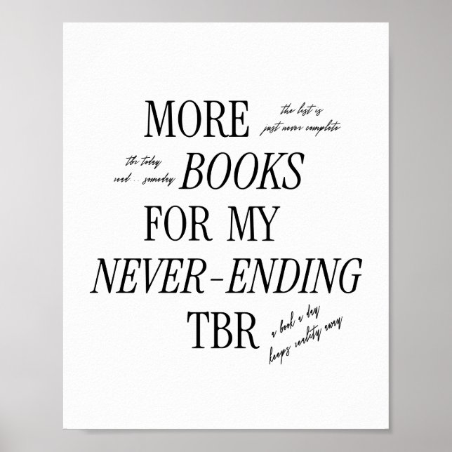 Minimal & retro 'Aldrig ending TBR' Bok Älskare Poster (Framsidan)