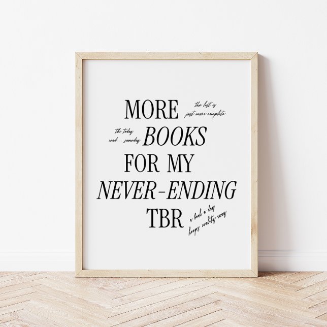 Minimal & retro 'Aldrig ending TBR' Bok Älskare Poster (Skapare uppladdad)