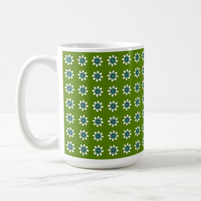 Minimal Retro Avokado Grön Blomma Kaffemugg (Vänster)