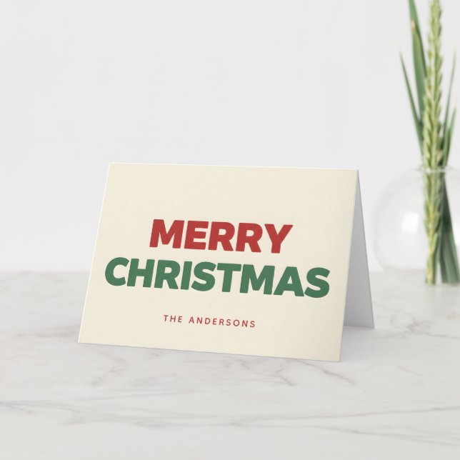 Minimal Retro Block Script God Jul Helgkort (Framsida)