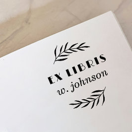Minimal Retro Botanical Gren Ex Libris bokskylt Självfärgande Stämpel
