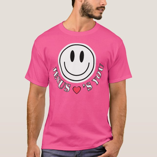 Minimal Retro Jesus Kärlek Lycklig Ansikte Gift Ch T Shirt (Framsida)