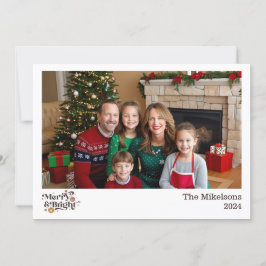 Minimal Retro-julfamiljen Porträtt Julkort