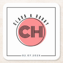 Minimal retro monogram initials Wedding 