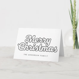 Minimal Retro Outline Script Merry Christmas Helgkort