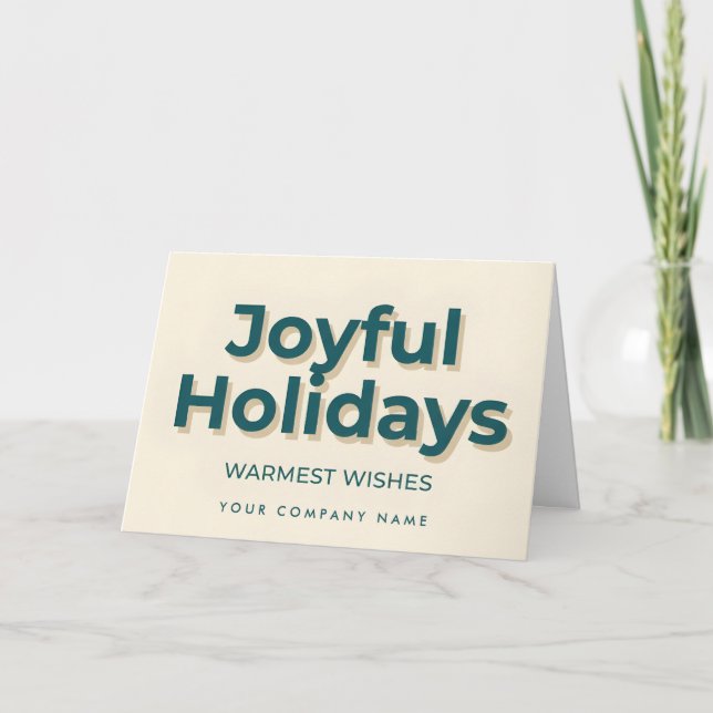 Minimal Retro Script Joyful Holidays Helgkort (Framsida)